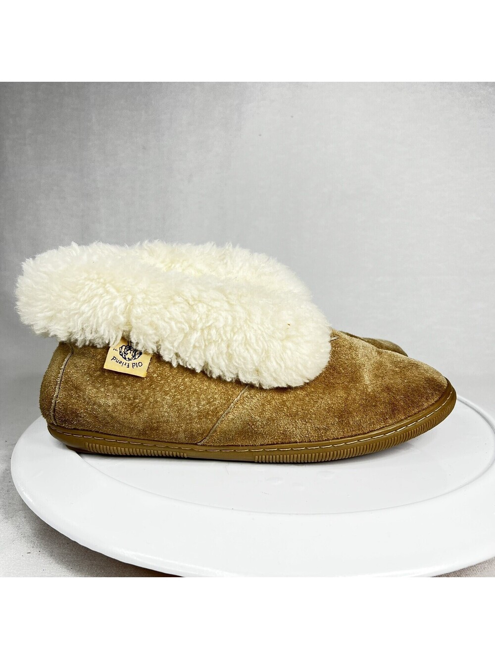 OLD FRIEND Tan Genuine Australian Sheepskin Suede Leather Booties Women’s 10